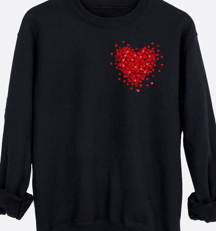 3D Mini Hearts Pocket Graphic Sweatshirt