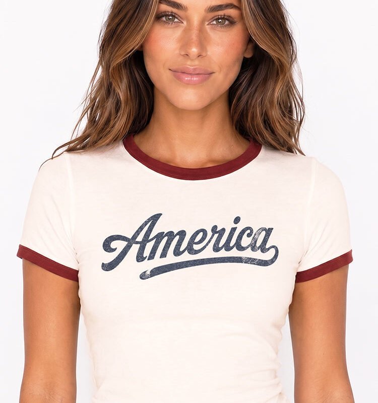 America Script Retro Ringer Tee