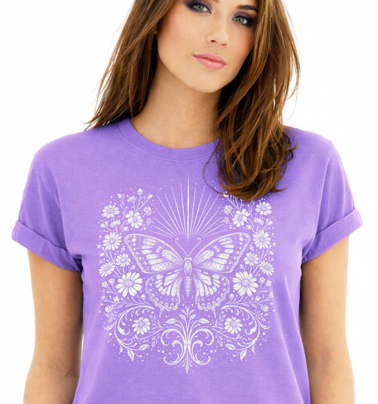 Vintage Floral Butterfly Graphic Tee