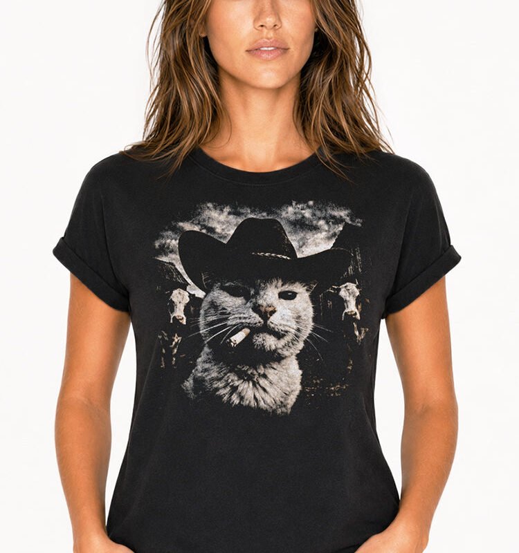 Cowboy Cat Selfie Graphic Tee