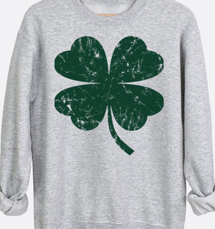 Distressed Clover Graphic Sweatshirt