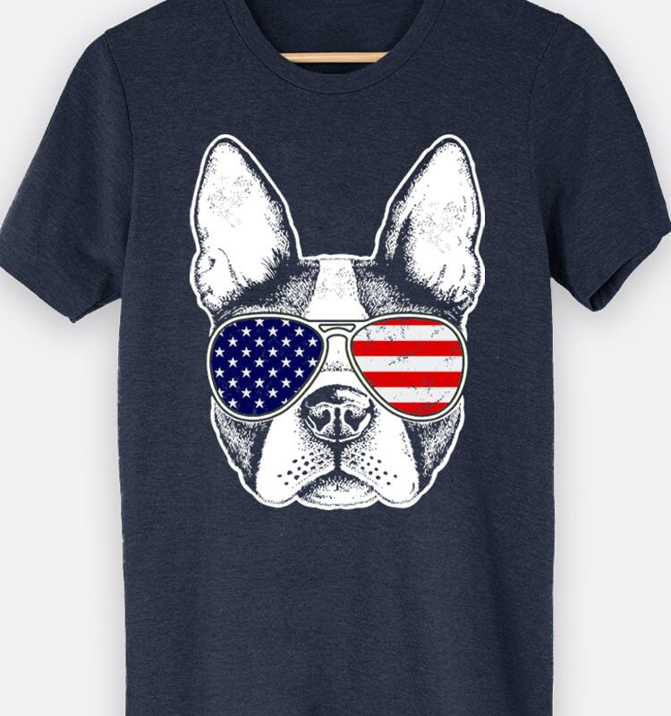 Dog Wearing Flag Shades Graphic Tee