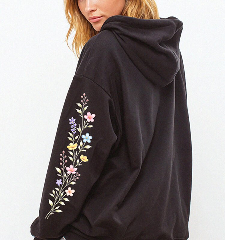 Floral Sleeve Hoodie