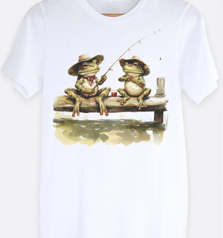 Frogs Fishing Graphic Tee