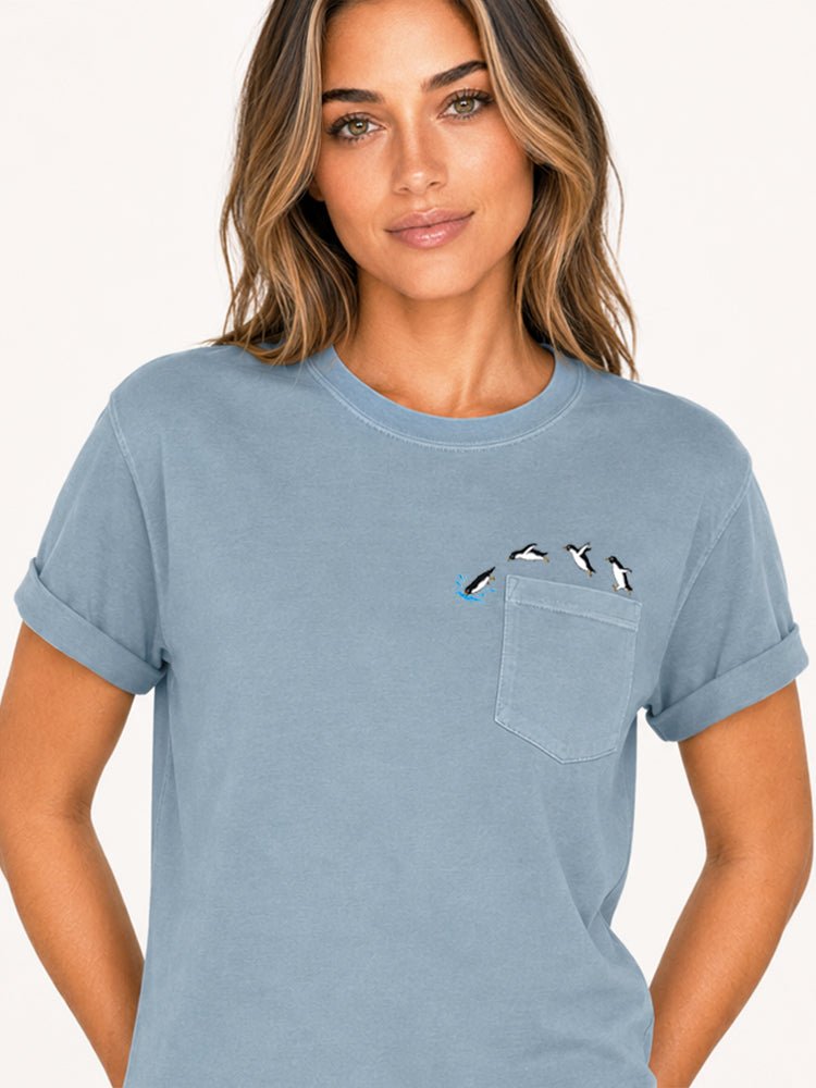 Jumping Penguins Pocket Tee