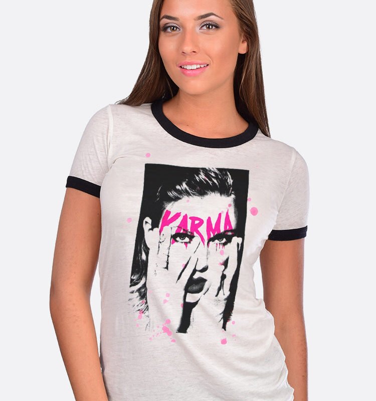 Karma Graphic Ringer Tee