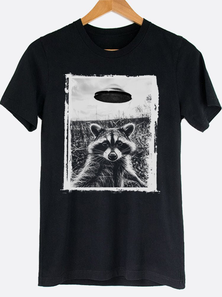 Raccoon & UFO Selfie Graphic Tee