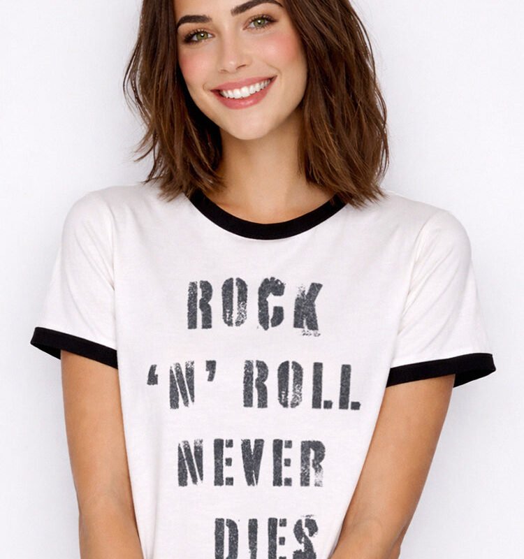 Rock N Roll Never Dies Ringer Tee