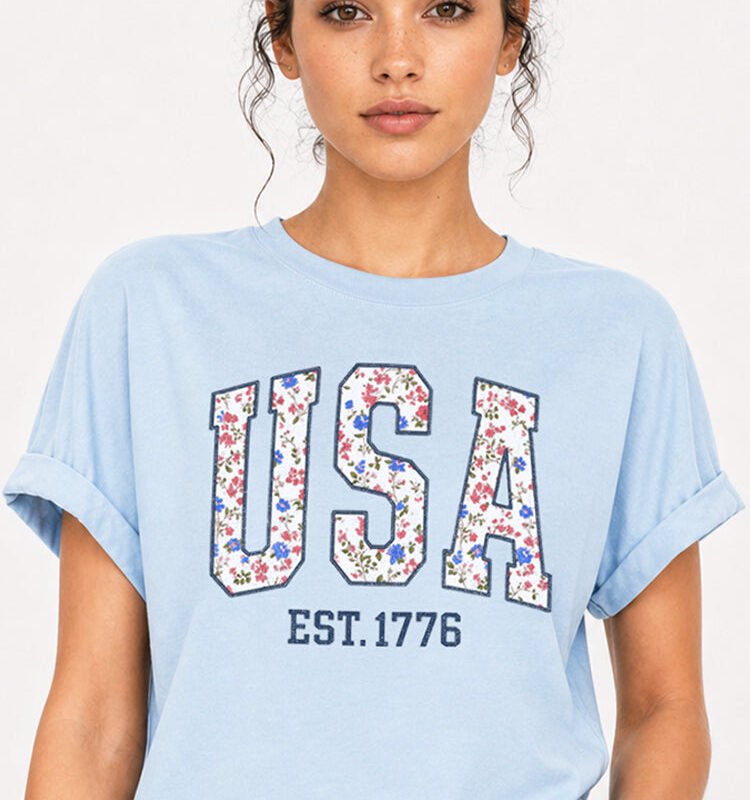 USA Floral Graphic Tee